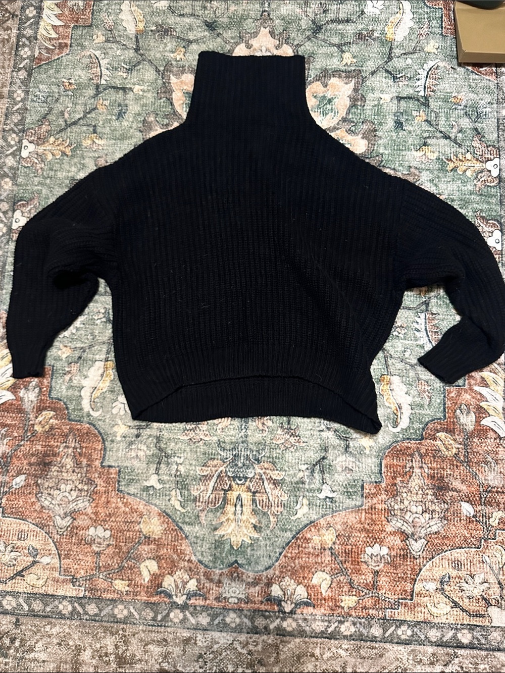 Free People Black Ribbed Turtleneck Sweater